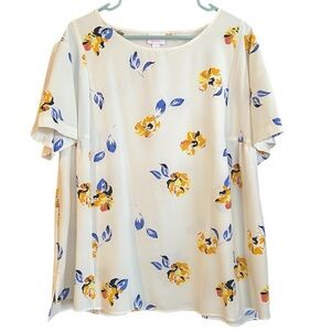 Isabel Maternity Floral Babydoll Short Sleeve Top Size Small